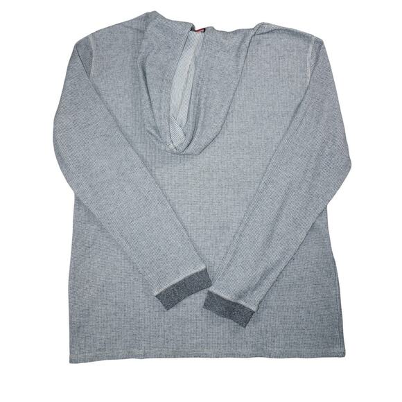 Quiksilver Waffle Knit Hoodie Men’s Large Gray Long Sleeve Pullover Surf Skate - Picture 2 of 4